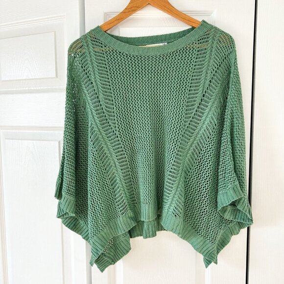 Staccato Green Open Knit Oversized Poncho Sweater Women’s Size S/M EUC - Picture 1 of 5